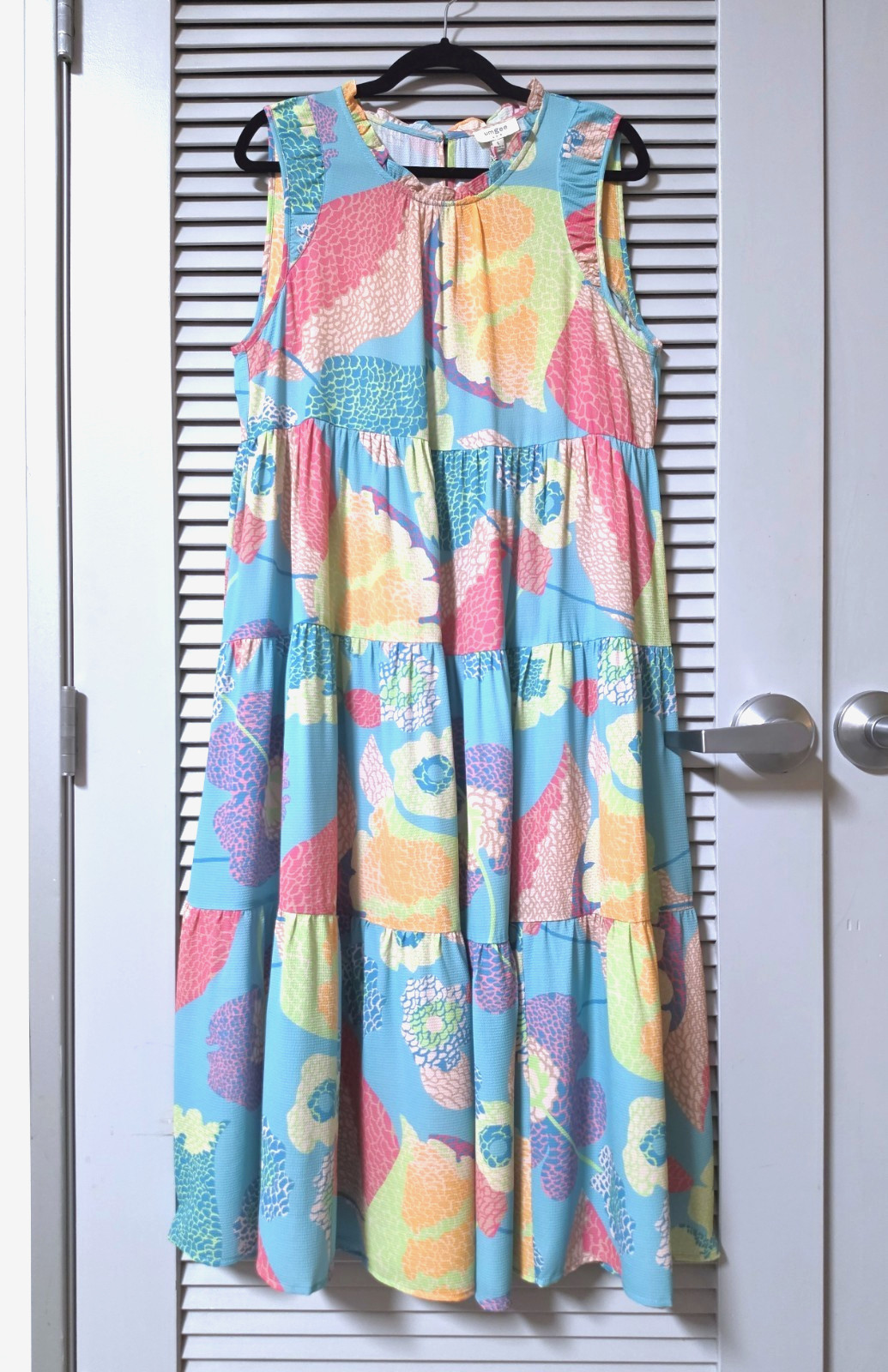 multi-color floral tier maxi long dress L