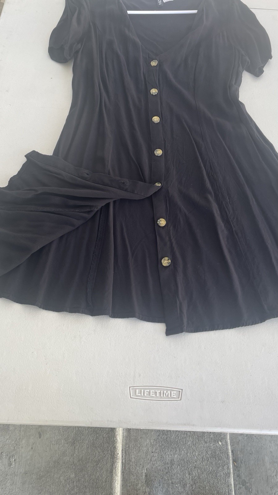 H&M Black V-Neck Button Front Short Sleeve Viscose dress Women’s 12