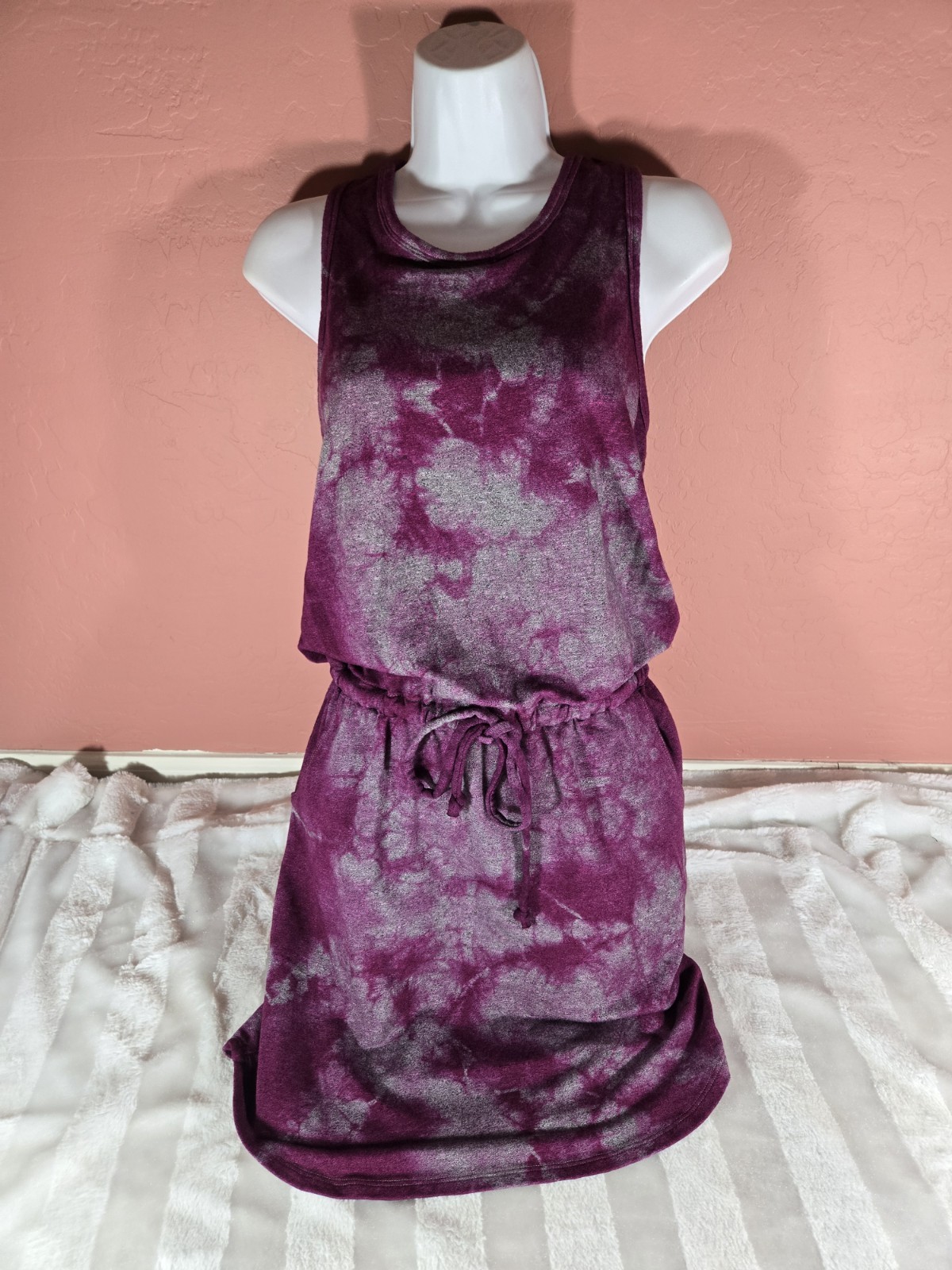 Sundry for Evereve The Weekender Dress Racerback Berry Tie Dye Size 1 Small NWT