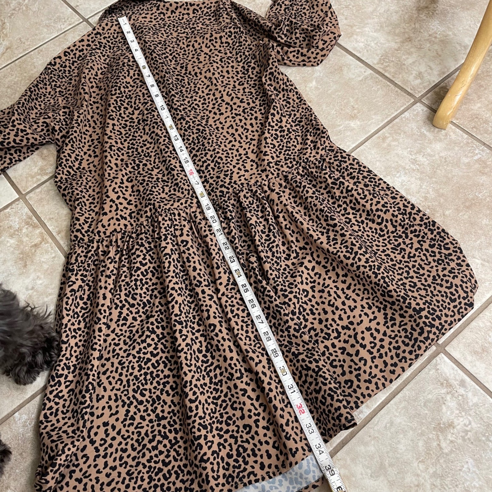 Tuckernuck Hayes Leopard Print Collared Button Front Tiered Shirt Dress XS EUC