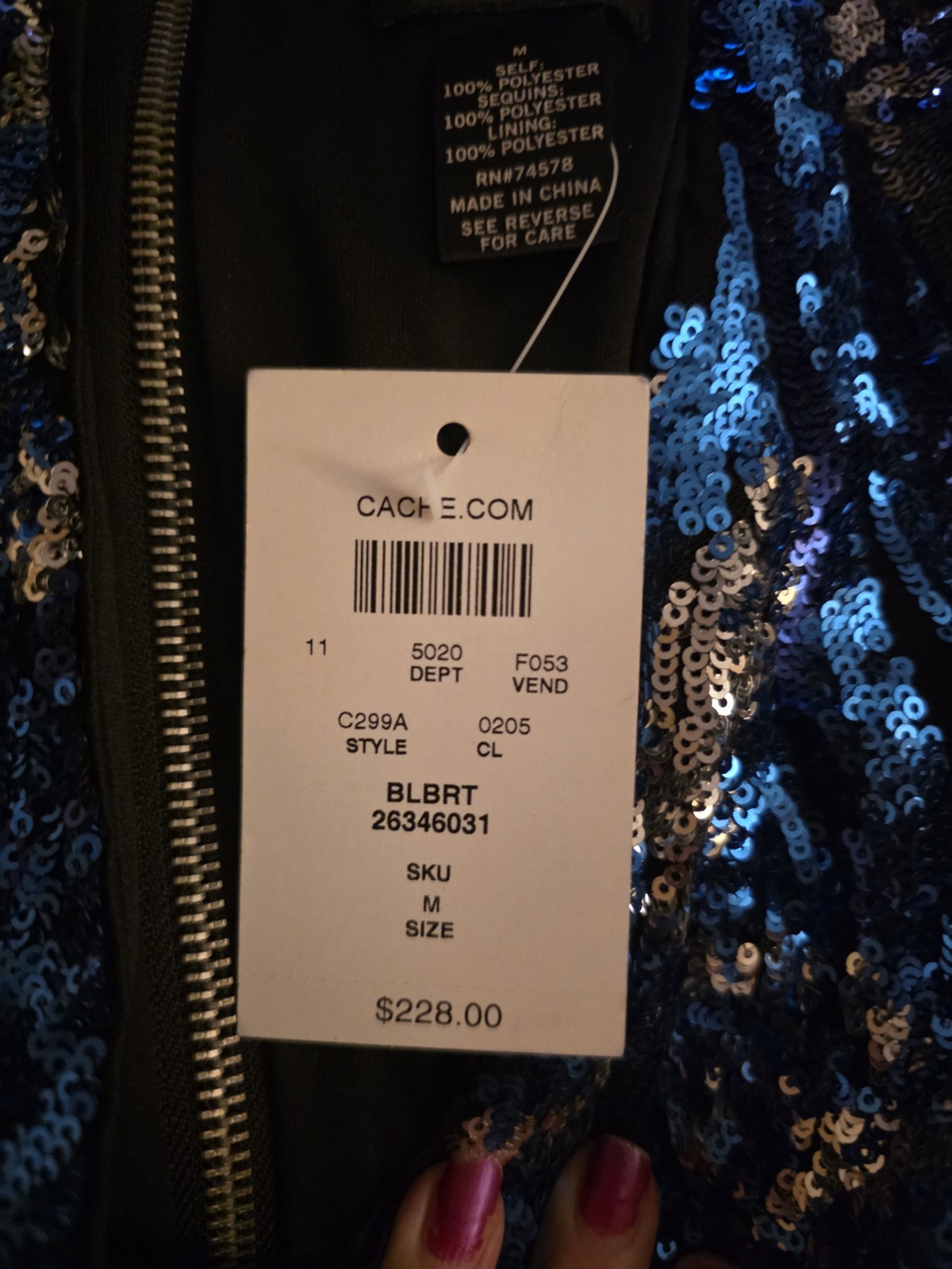 CACHE Sequin Blue And Silver Medium Size New With TAGS ELEGANT AND GORGEUS