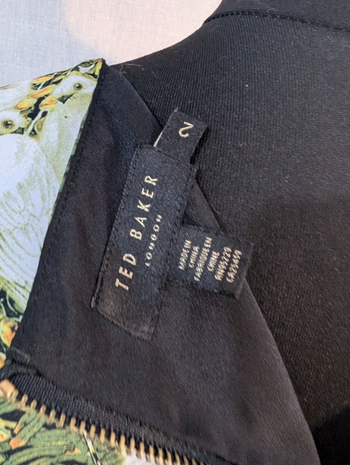TED BAKER DONDRI Green Dove Print Shift dress uk10