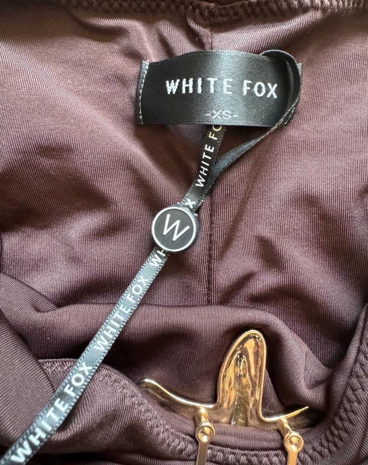 White Fox Boutique Brown Maxi Bodycon Dress With Gold Starfish Detail Size XS