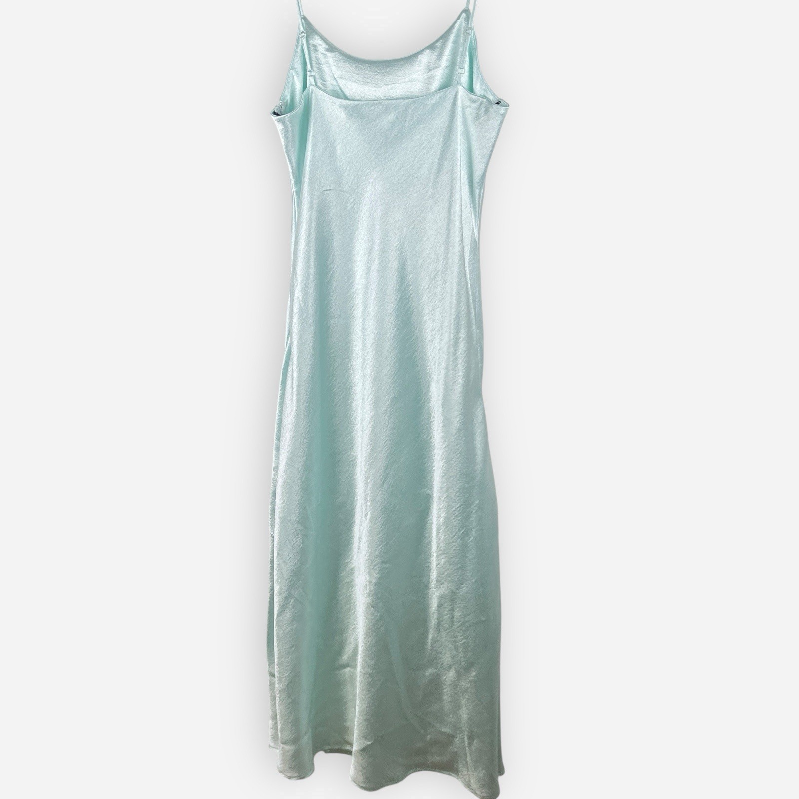 Double Zero Mint Green Slip Dress Long Medium Satin Bias Cut Spaghetti Straps