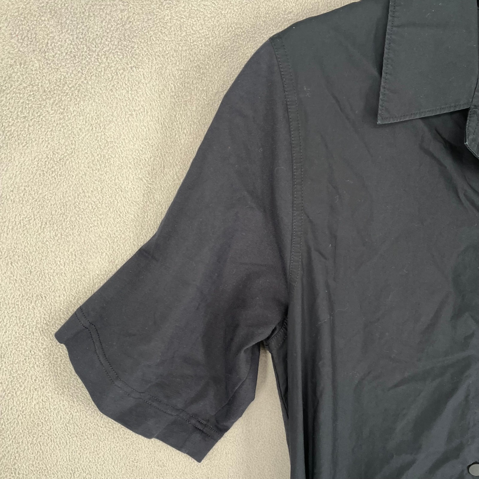 Cos Dress Womens Extra Small Black Buckle Shirt Pockets Tie Belted Button