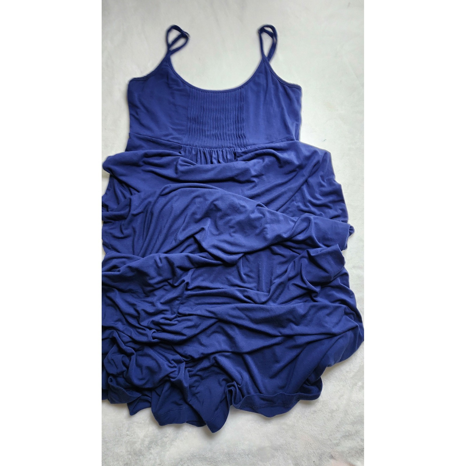 Calvin Klein Royal Blue Empire Waist Pleated Tall Maxi Dress 6 Cozy Comfy Chic