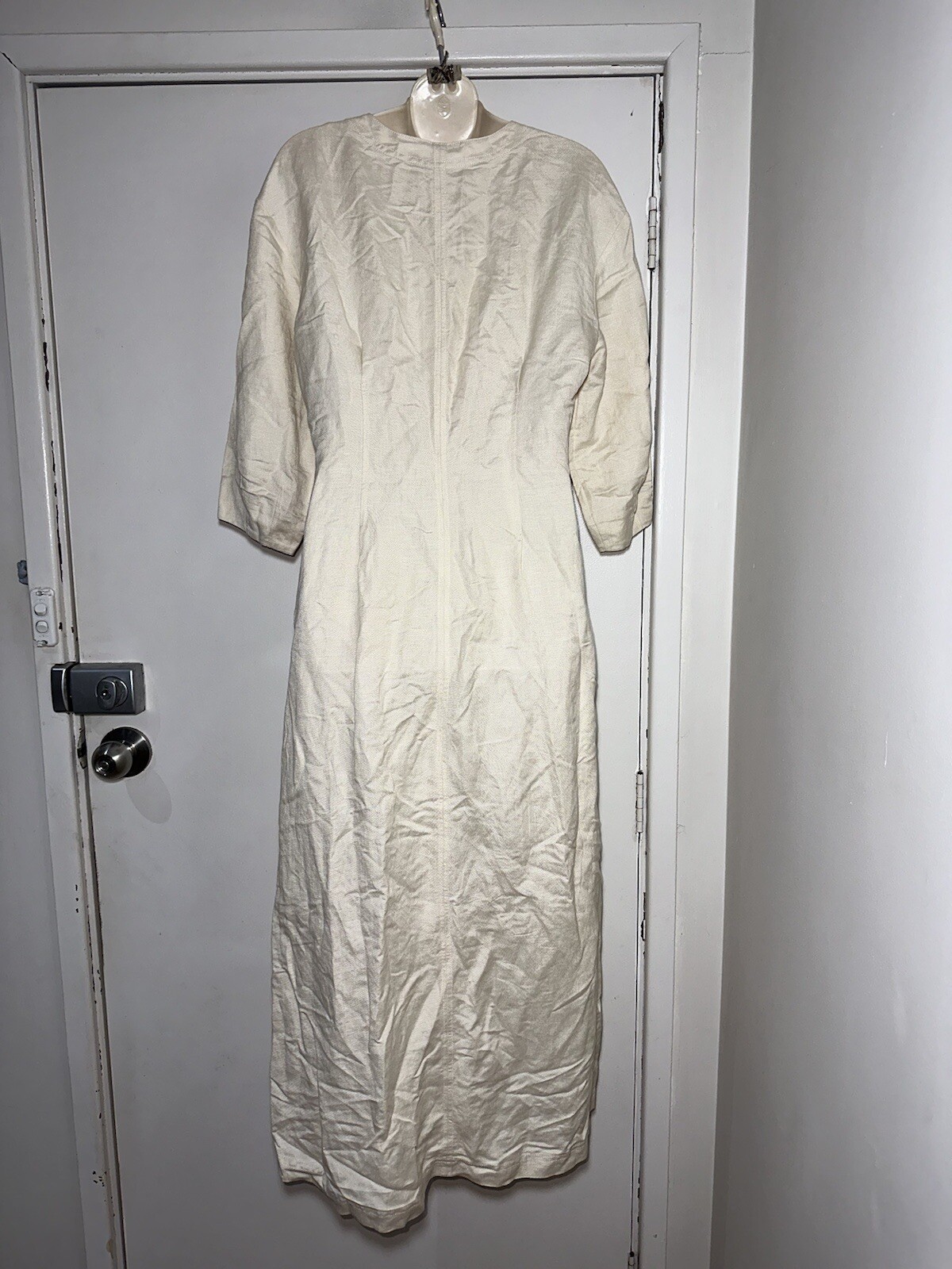 & OTHER STORIES PARIS ATELIER Nude Linen Blend Midi Shirt Dress US 6 (10) #34945