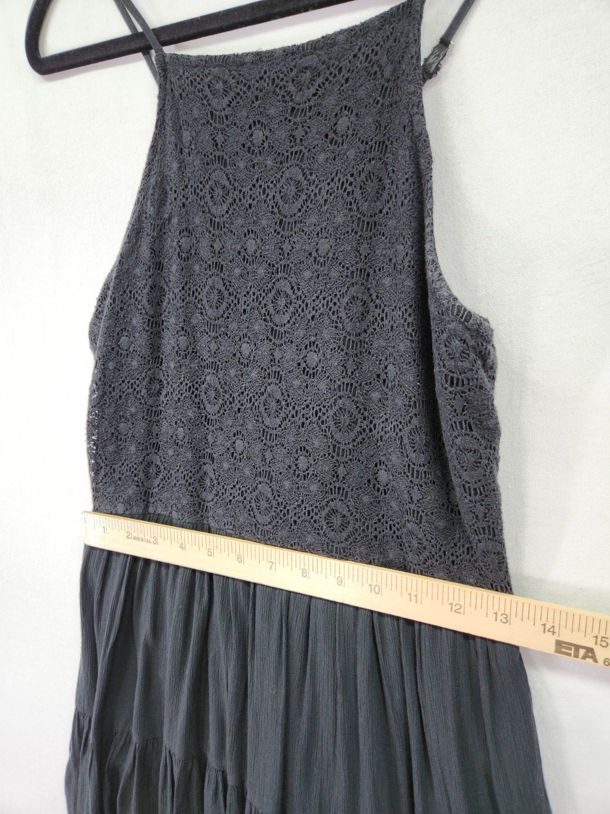 Abercrombie Fitch Womens Small Black Lace Halter Mini Dress Tiered Sundress