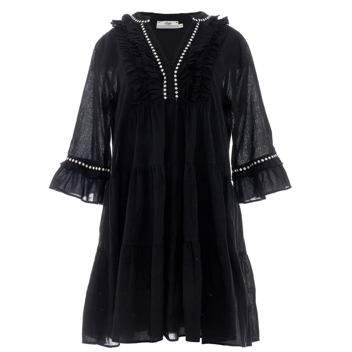 Devotion Twins Efisto Cotton Black Embroidered Mini Dress Size Small