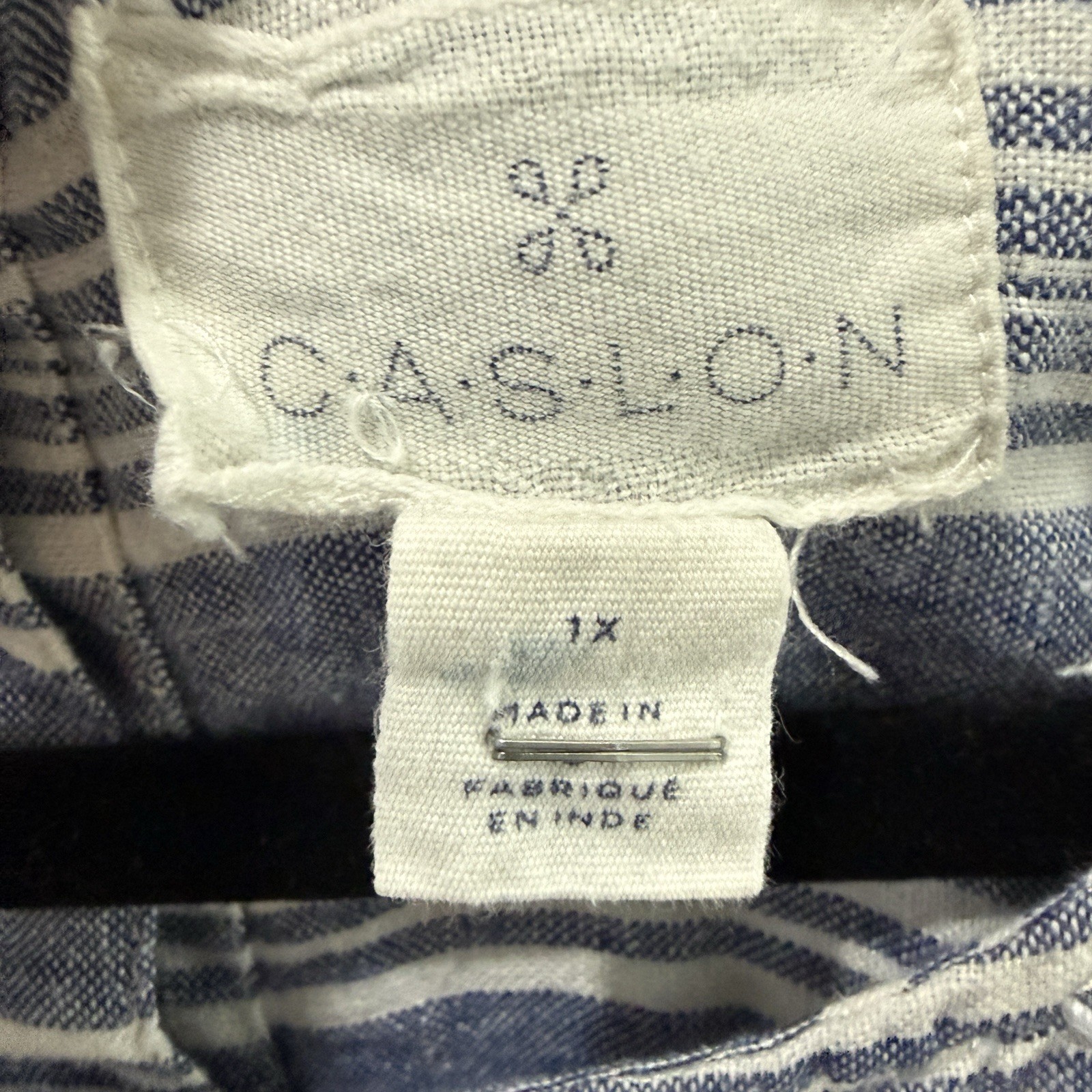 Caslon Womens Blue White Striped 100% Linen Drop Waist Dress Coastal Vacation 1X
