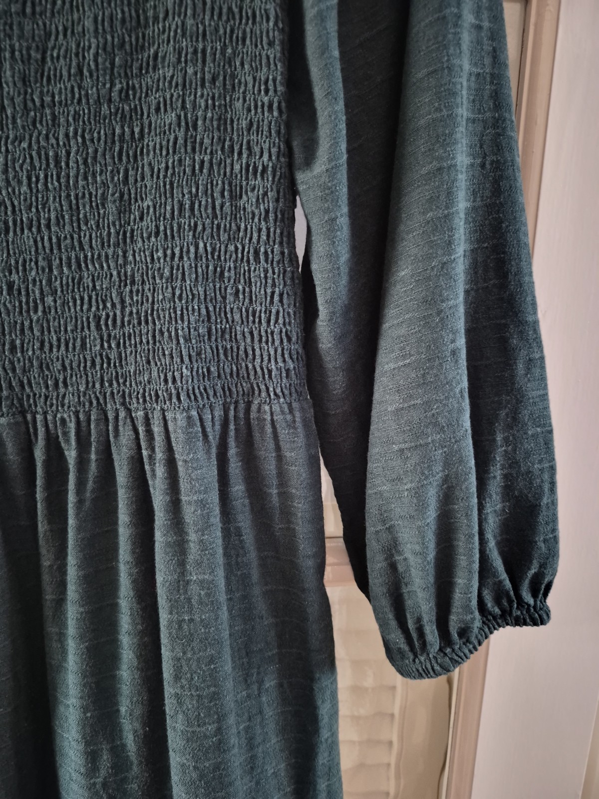 FAT FACE Adele Shirred Dark Green Midi Dress. Size UK 14 Regular . *VGC*