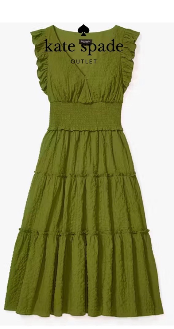NWT Kate Spade Green Flutter Sleeve Midi Dress Small