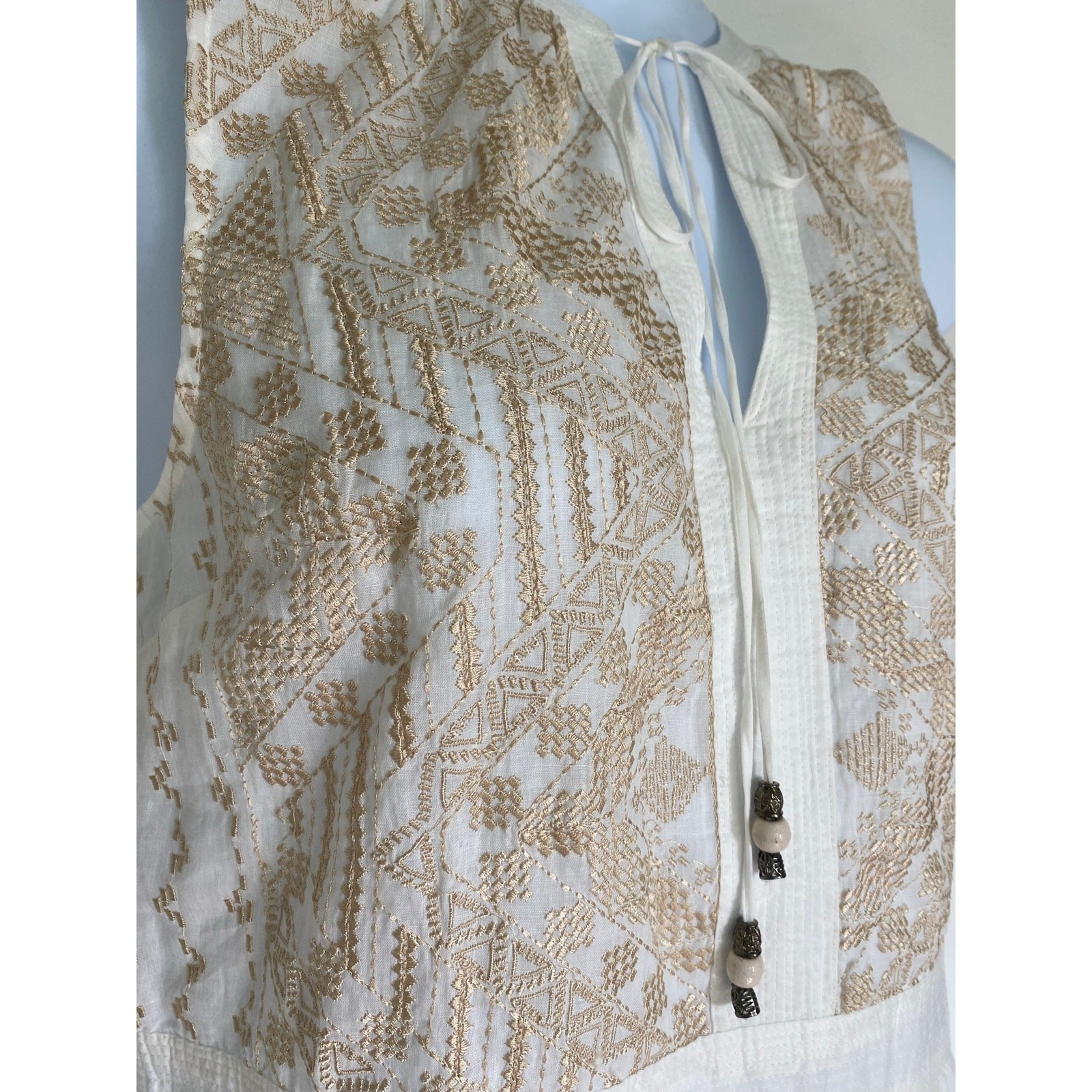 European Summer NWT SUNDANCE Verity Maxi Dress Stitch Tonal Embroidery Size M