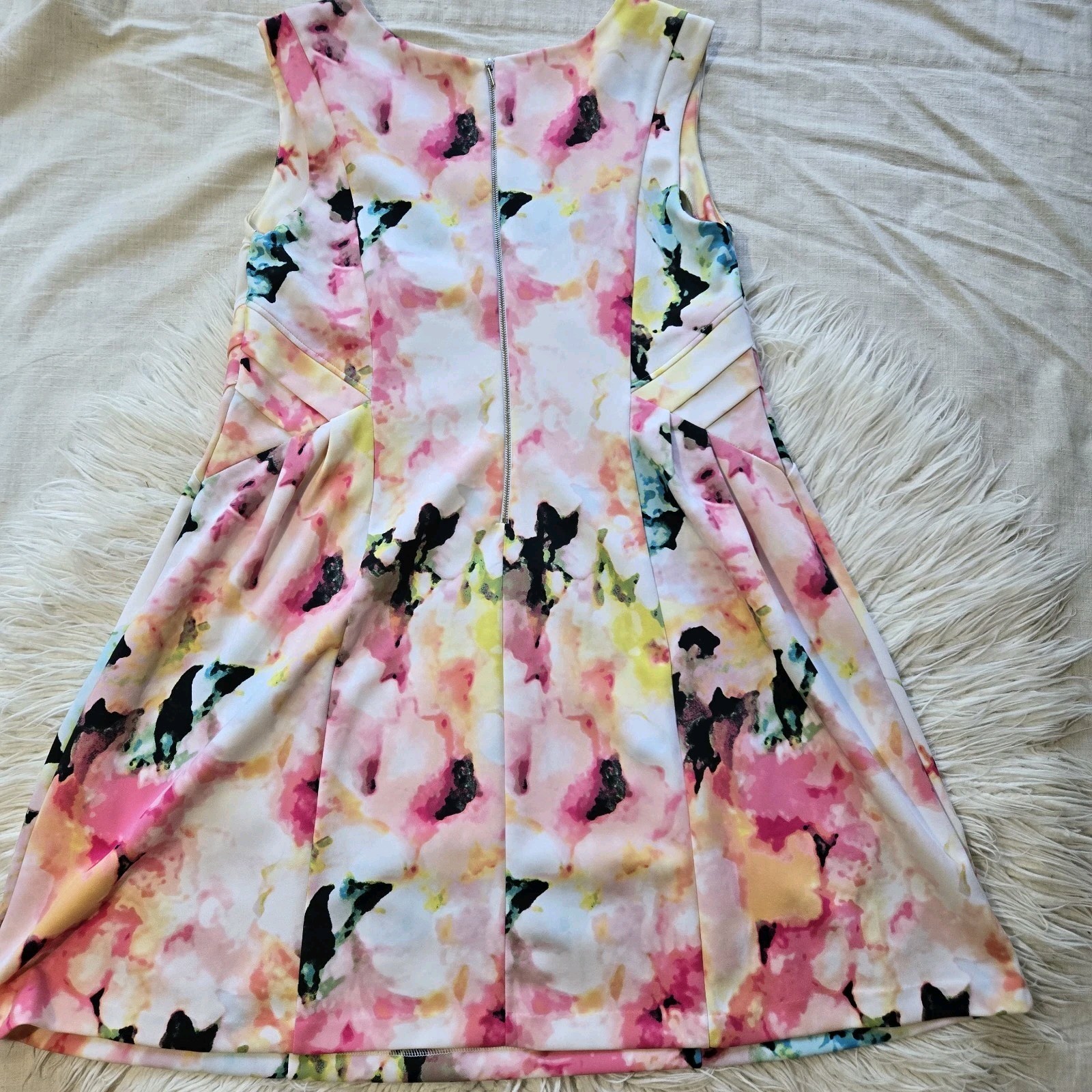 WORTHINGTON Women’s Size 18W Multicolor Stretch Zip Sleeveless A-line Dress
