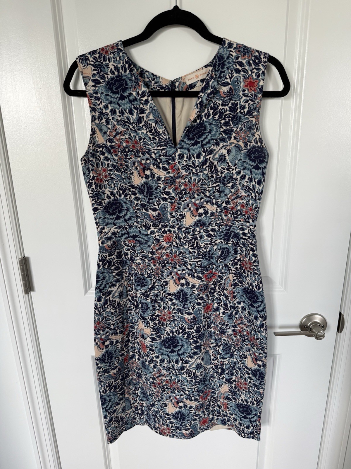 Tory Burch Women’s Leila Butterfly Blue Printed Dress Size 4 US