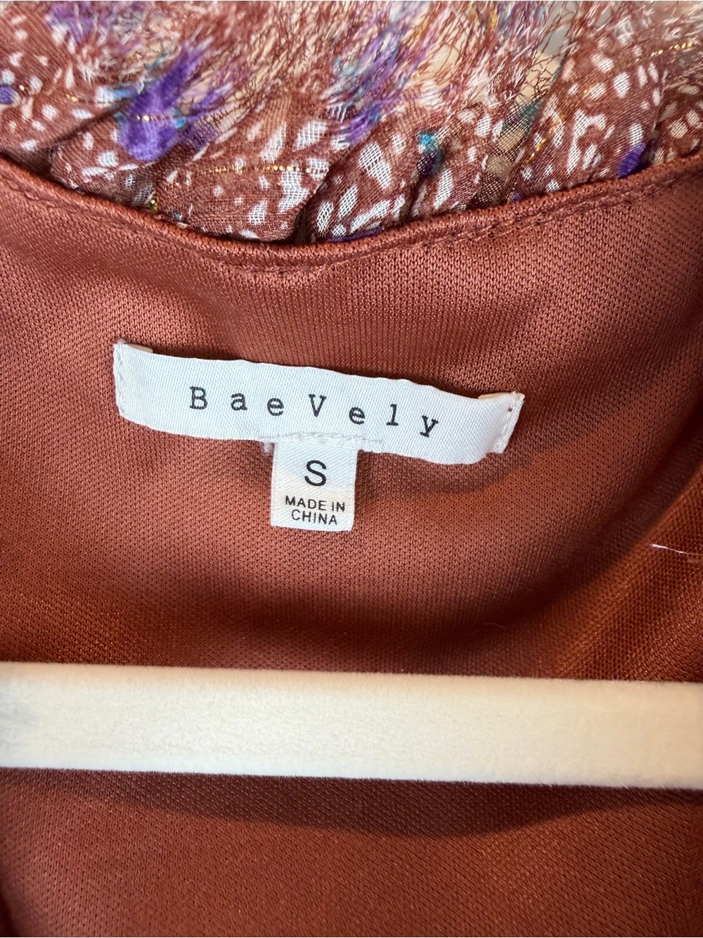 Baevely Brown, Tan and Blue Floral Mini Dress Size Small