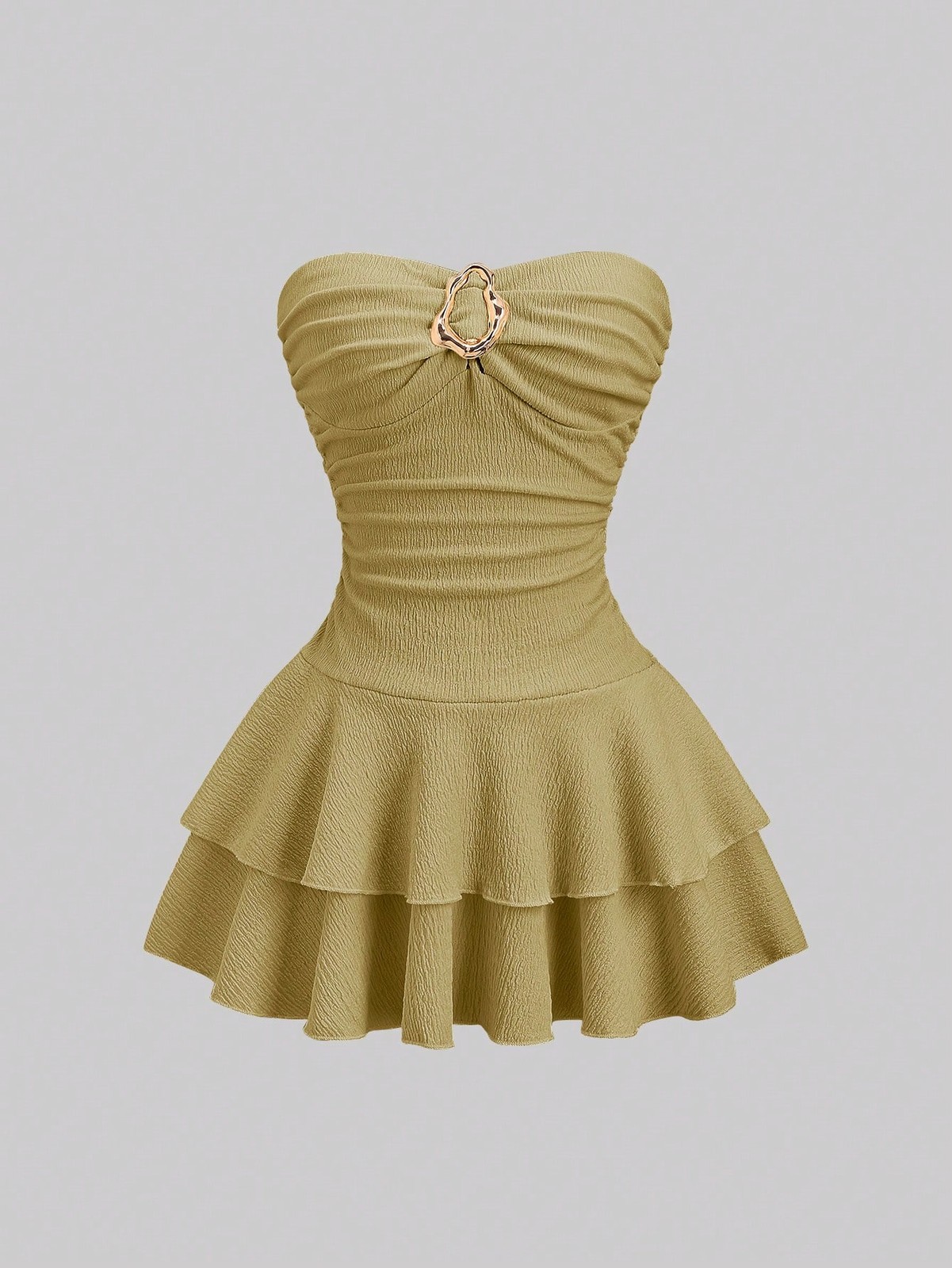 Ladies Elegant Double Layer Strapless Mini Dress