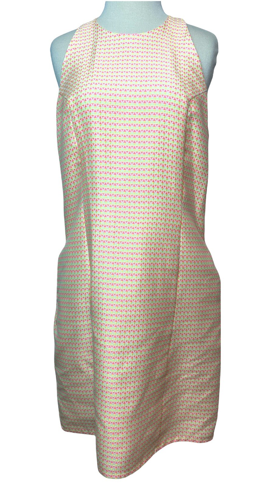 Small Britt Ryan Neon Sheath Sleeveless Dress Pink Yellow Geometric Pockets NWT