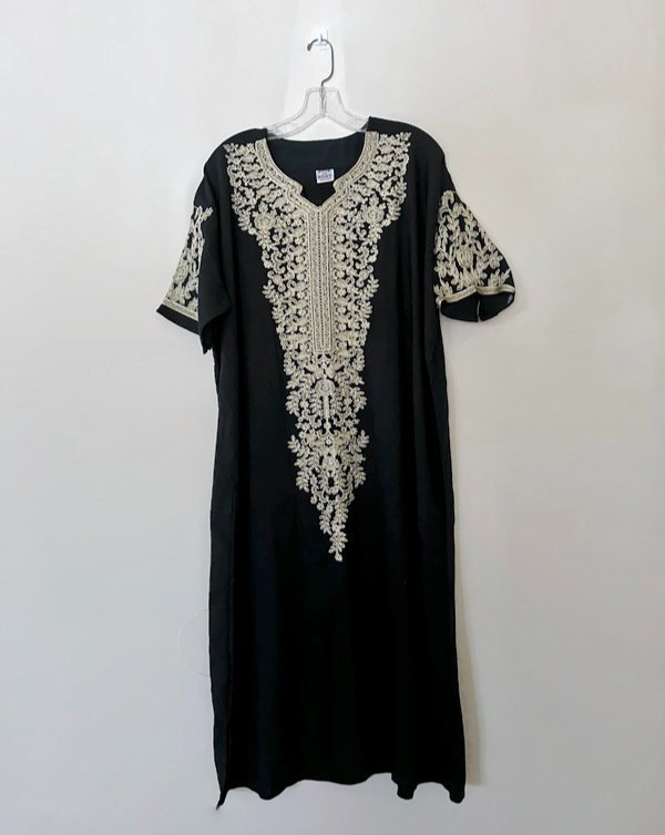 BRSY Ladies Black Tunic Dress With Gold Embroidered Accent
