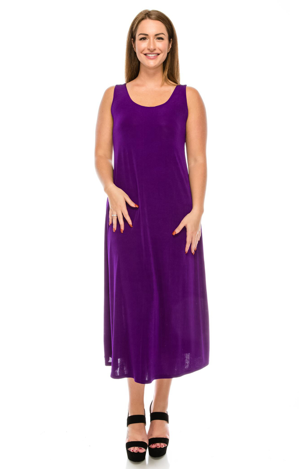 JOSTAR LONG TANK DRESS Purple Stretch SLINKY Poly Spandex Knit S M L XL 2X 3X