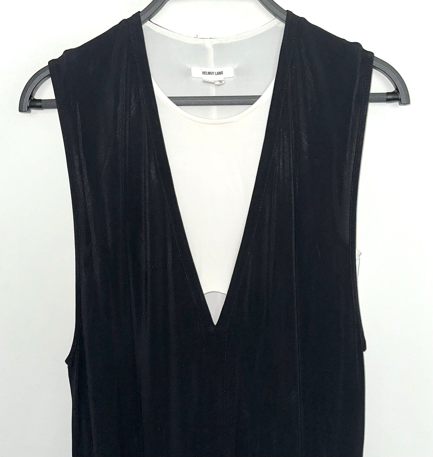 HELMUT LANG Size XS Sleeveless Maxi Dress Black w/ White Underlayer Made in USA