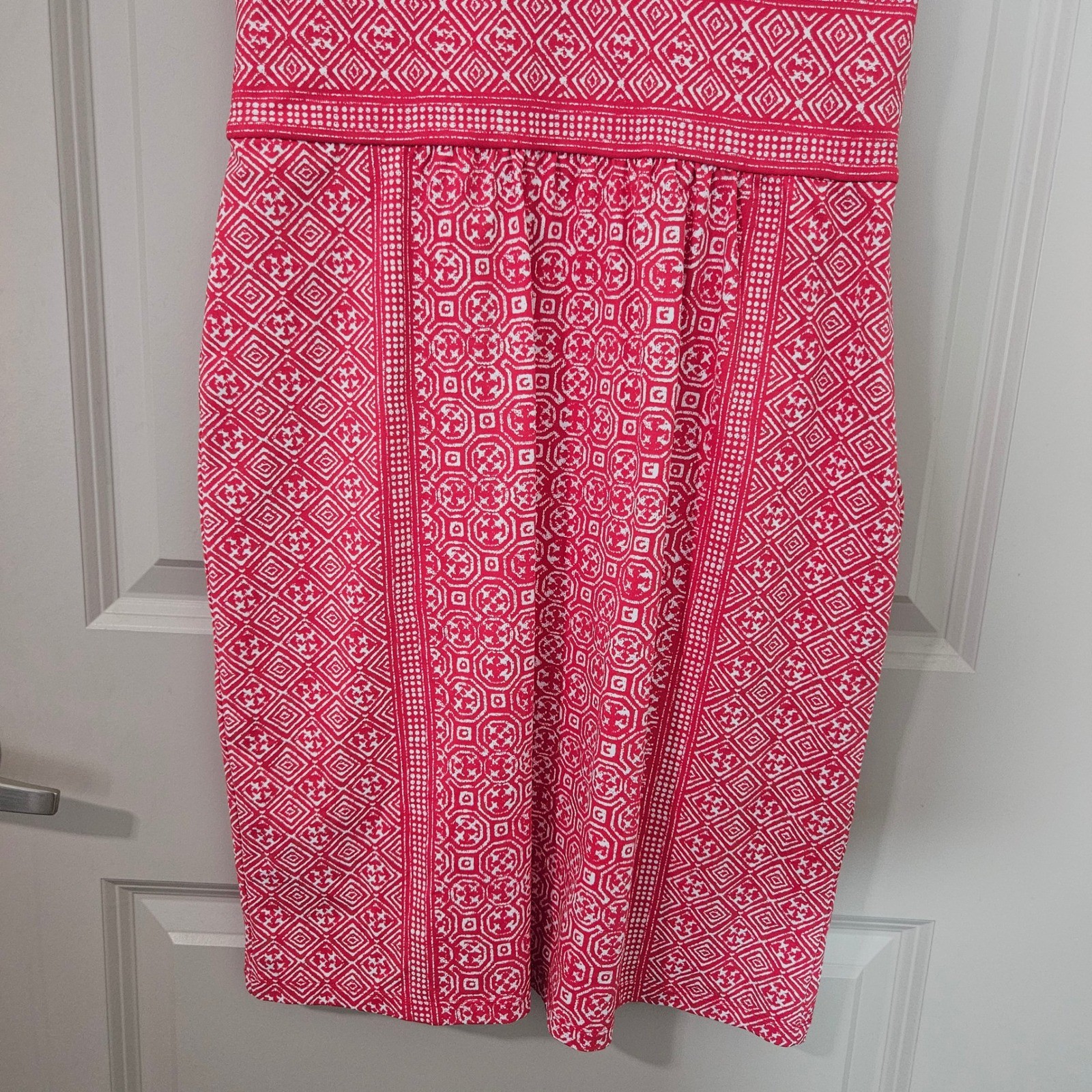 J.McLaughlin Pink White Geometric Tile Catalina Cloth Sleeveless Dress Small