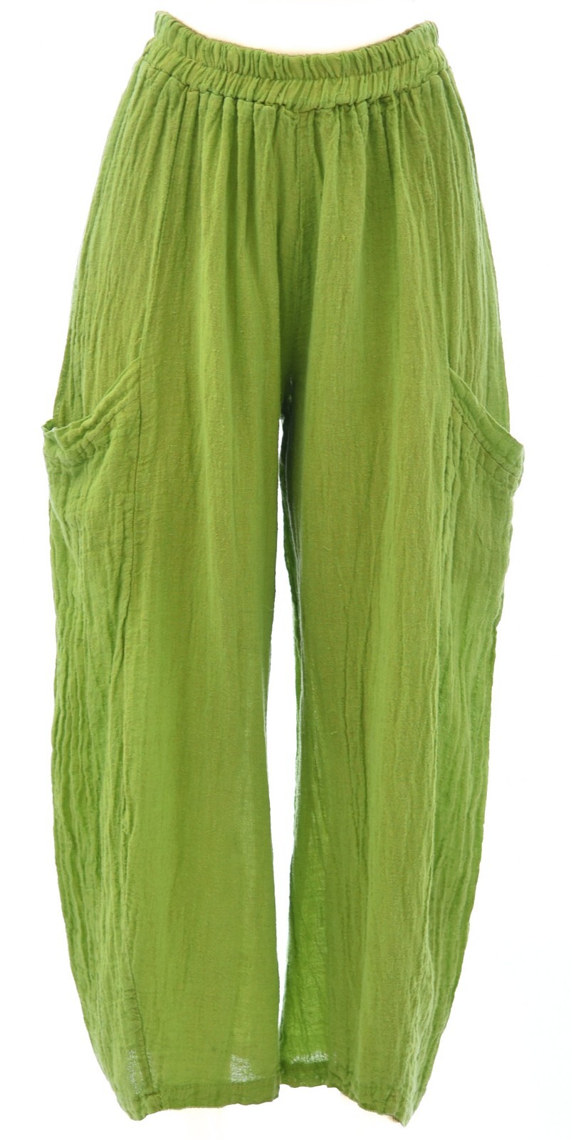 LUUKAA Linen Gauze A5009 LUCKY TUCKER DRESS Ruched Hem (sizes S-L) LIME GREEN