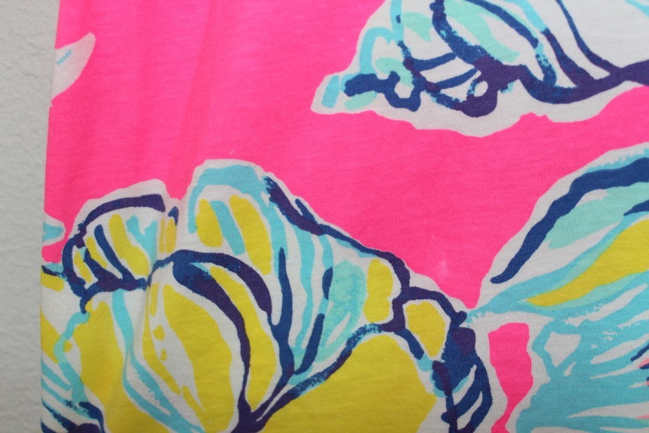 Lilly Pulitzer Marlowe Dress 100% Pima Cotton Pink Floral Boat Neck Nautical L