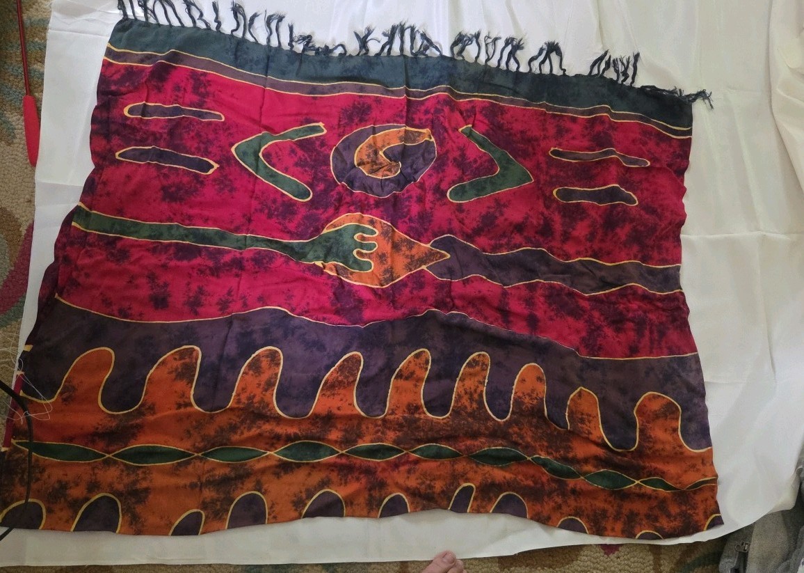Sarong 44 Inches X 56 Inches Reds, Purples, Greens, Oranges
