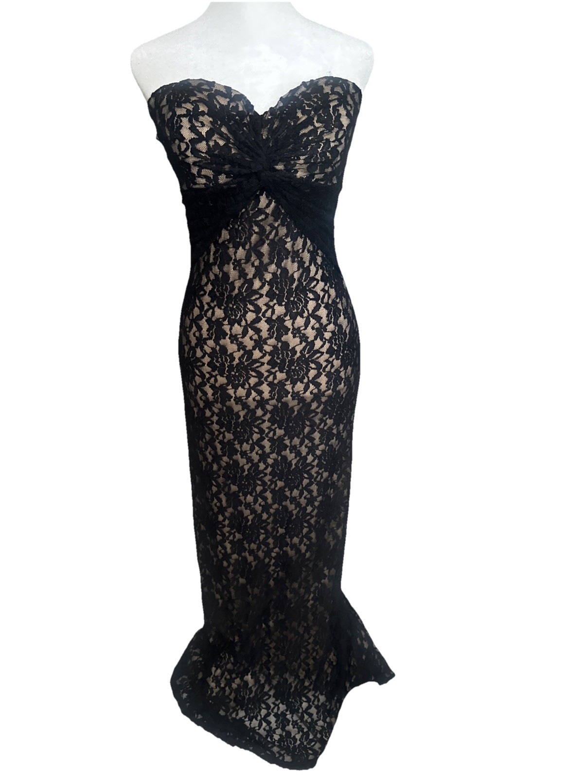Hot Miami Styles Black Lace Bodycon Maxi Dress Women’s Sexy Evening Gown Small