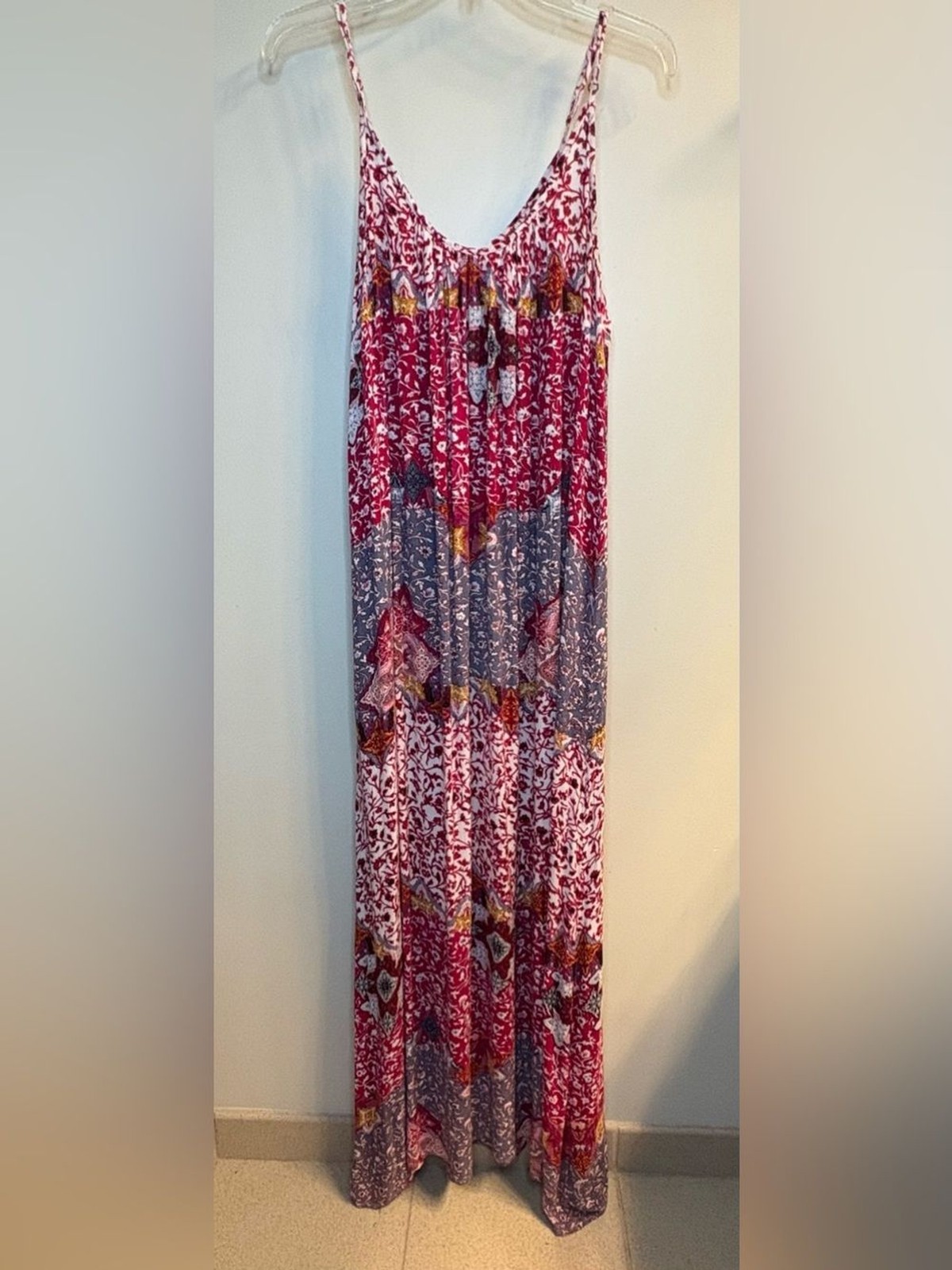 Maxi Dress Adjustable Straps Size Medium Flowy Coverup