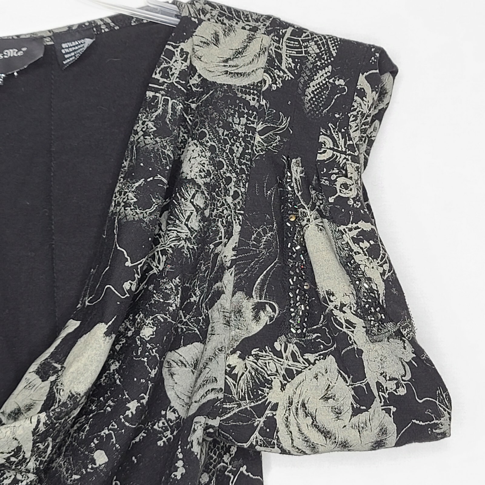 Miss Me Medium Black White Patterned Cowl Neck Short Sleeve Dress