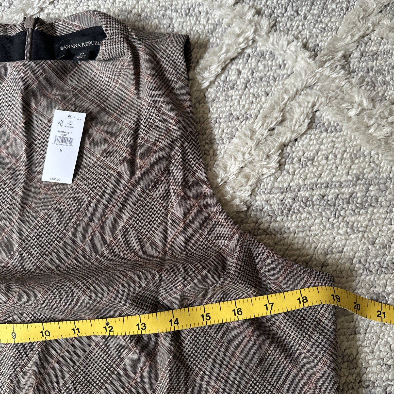 Banana Republic Sleeveless A Line Mock Neck Mini Dress Plaid Brown & Grey Size M
