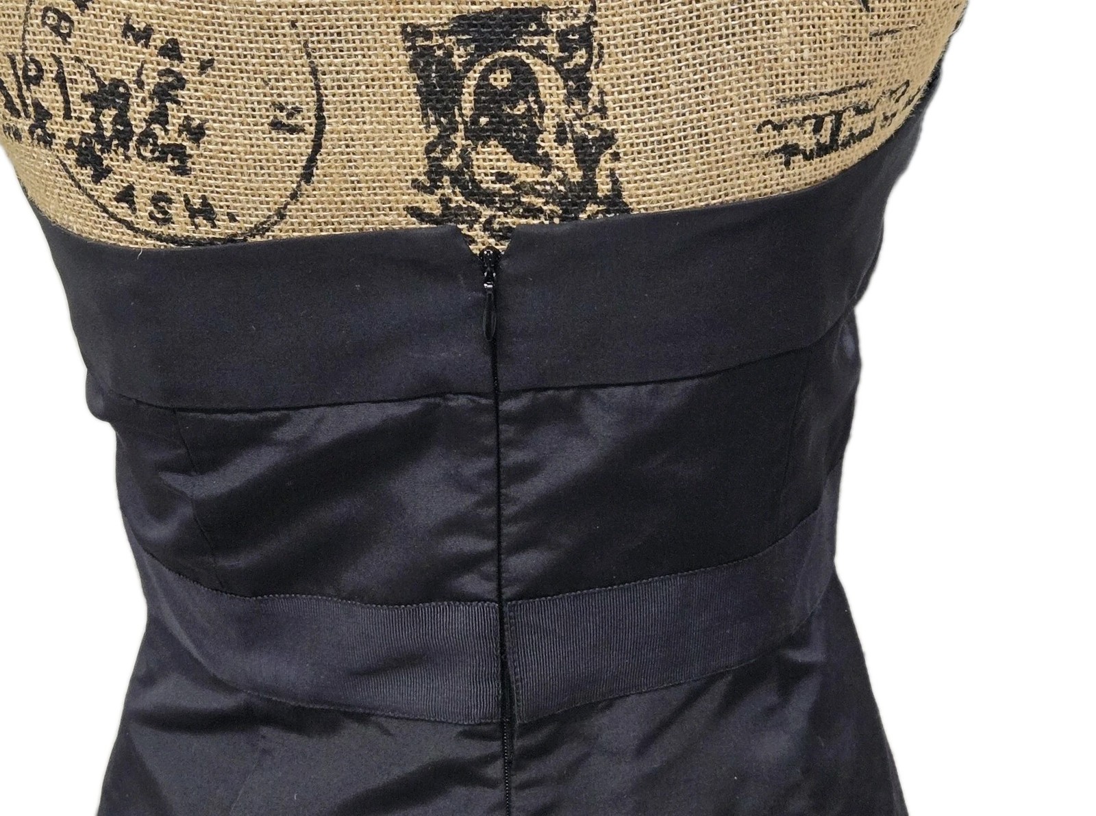 Vtg J Crew Silk Cocktail Dress Strapless Empire Waist Midi Black Sz 8 Going Out