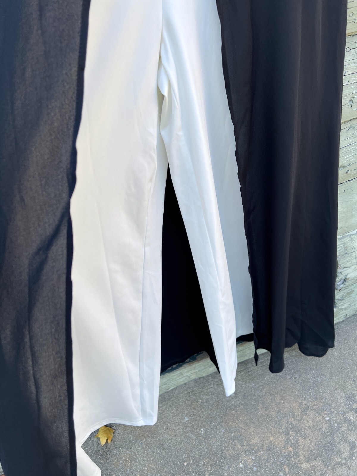 Women’s Medium Full Length Dress Winter Autumn Long Sleeve Black White Contrast