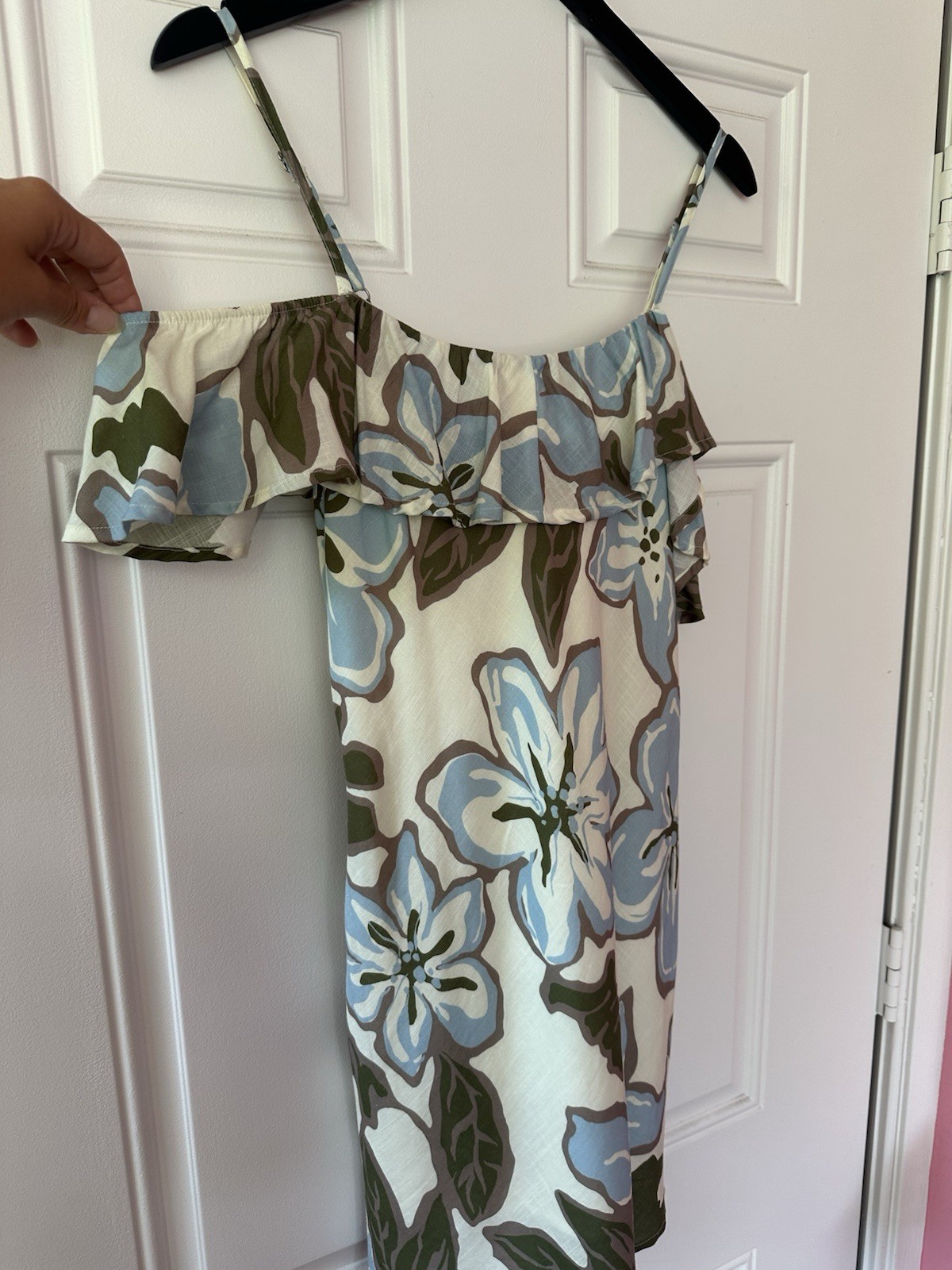 Women’s Rhythm Baby Blue & Green Floral Mini Dress Size Medium NEW WITH TAGS