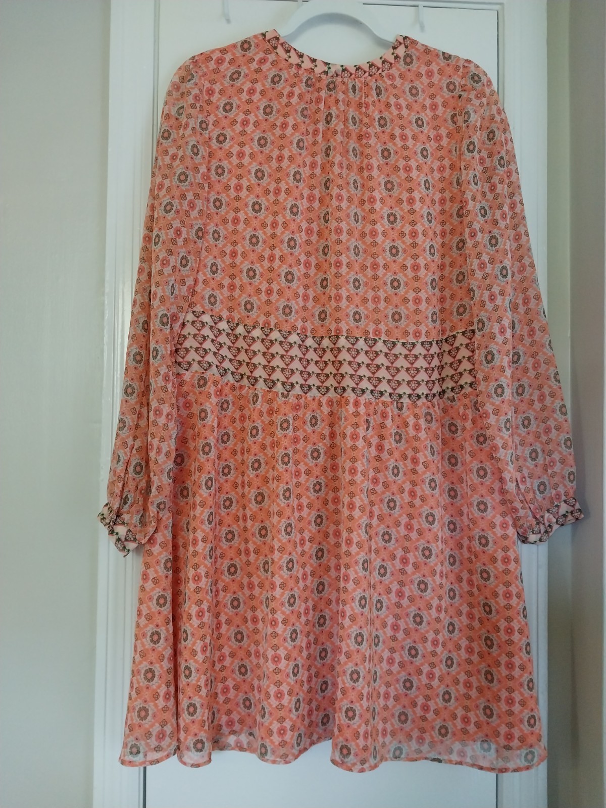 Loft Dress Orange Peach Multicolor Size Small Flowy Lined Lightweight