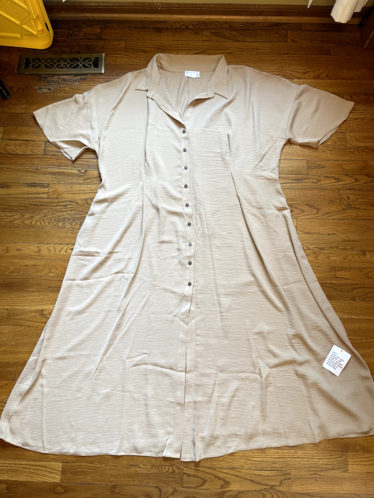 ASOS DESIGN Curve Button Through Waist Midi Shirt Dress In Beige US 26/UK30 NWT