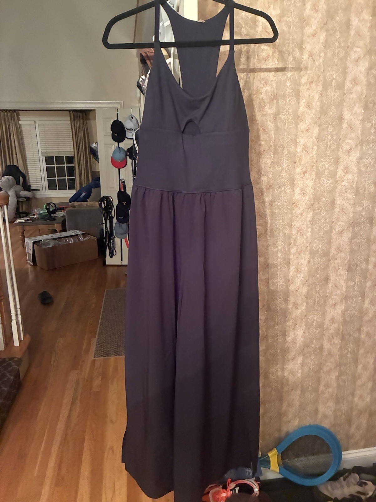 free people renewal waves solid v-neck sleeveless long jumpsuit size l