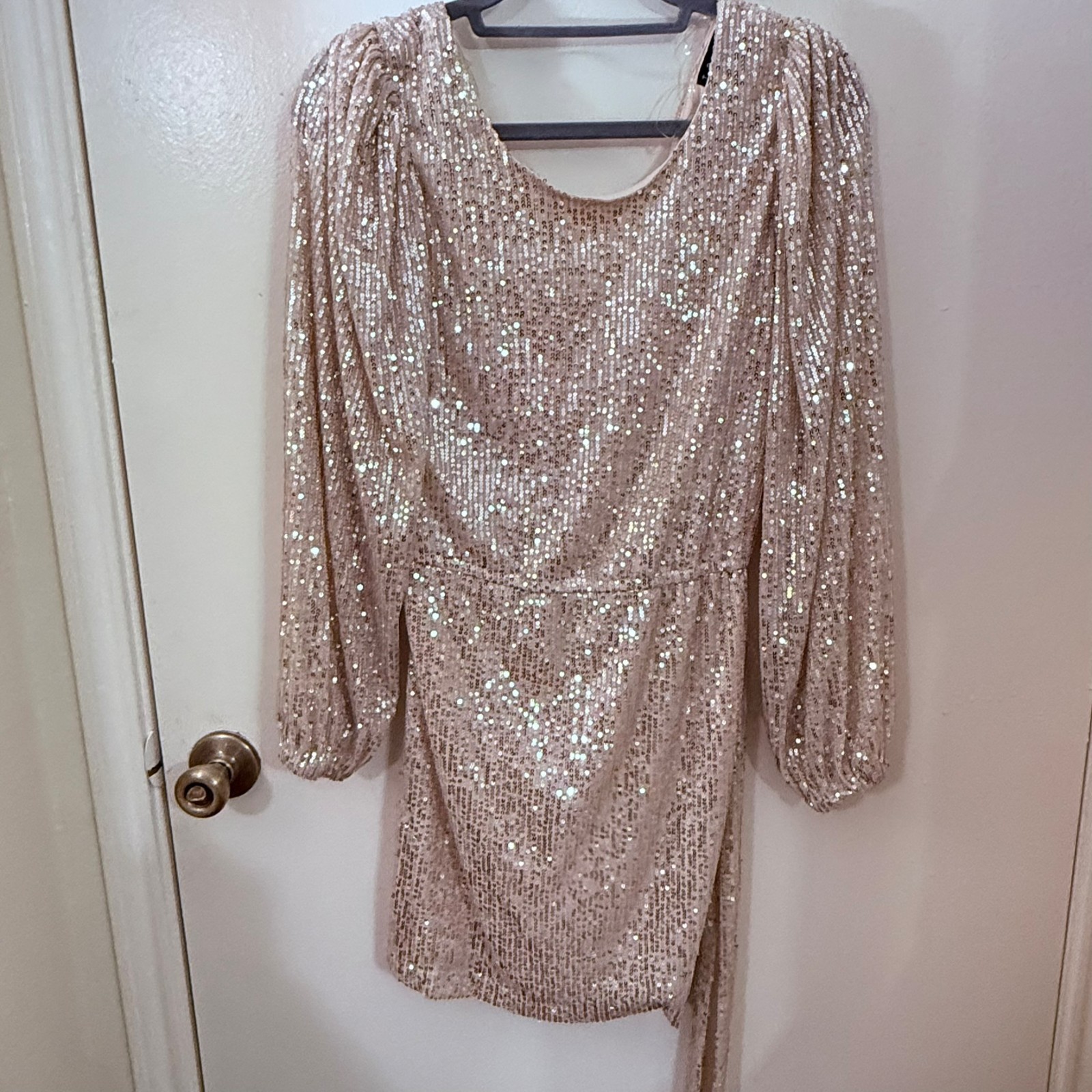 New With Tags Rose Gold Sequin Long Sleeve Mini Dress Size S