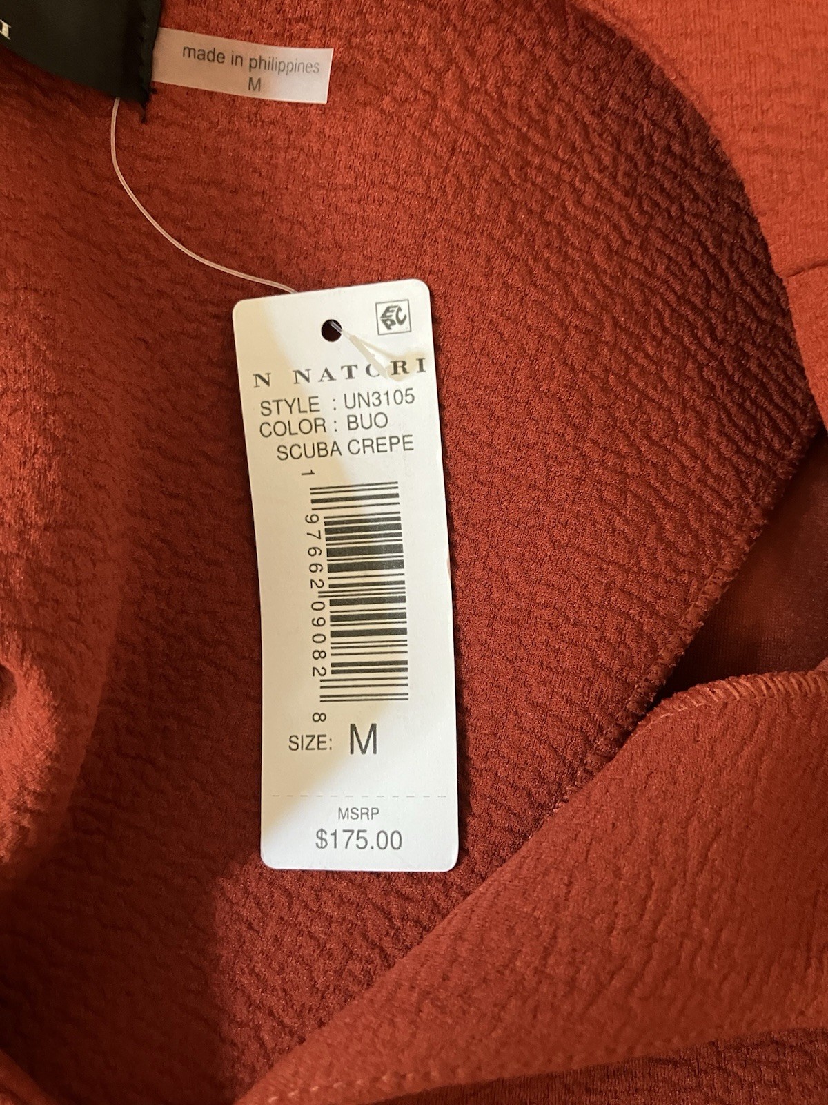 M) NWT NATORI Minimalist Shift Dress Asian Modest City Modern Knee Lenth Rust