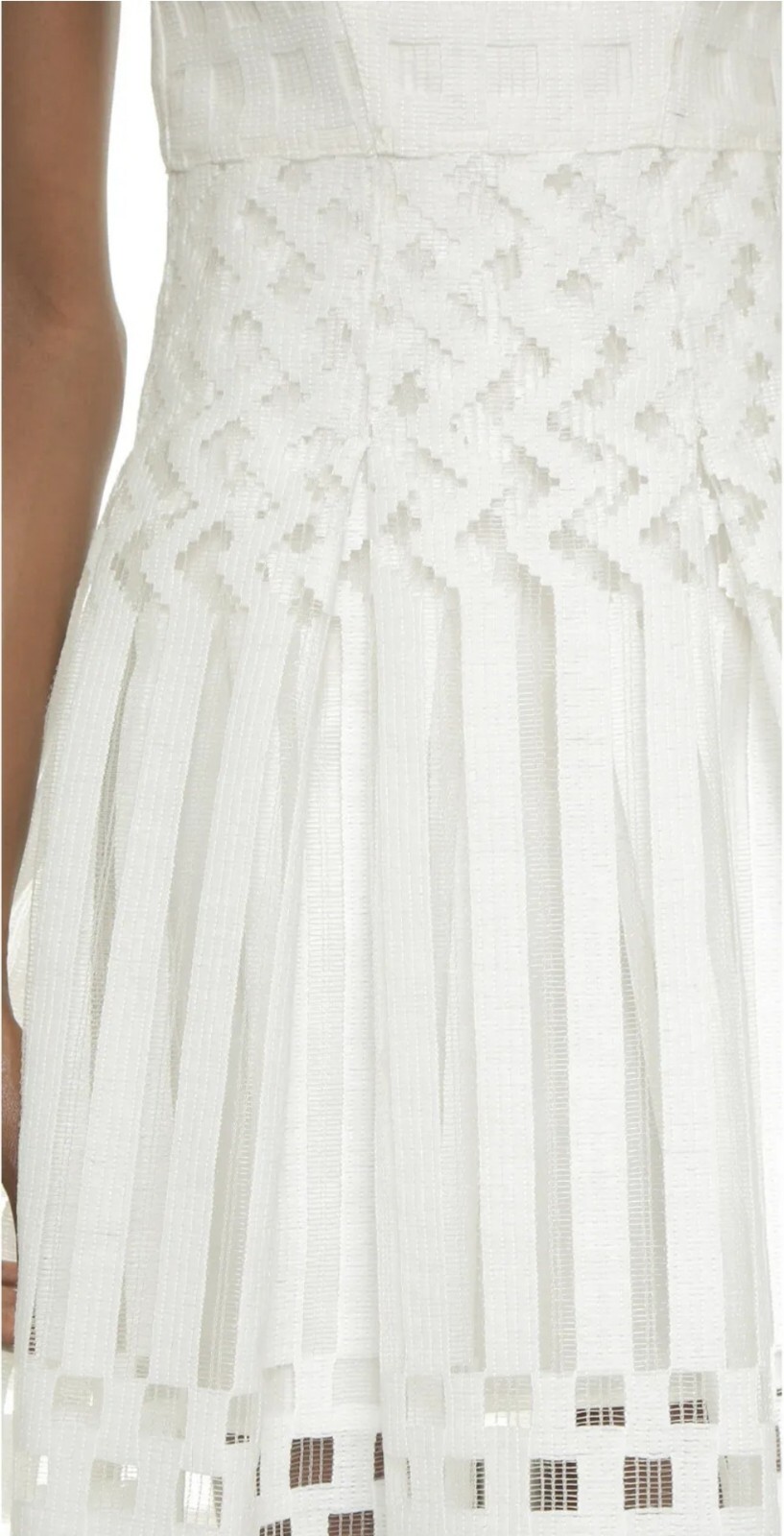 Milly Illusion Filament Inverted Pleat White A-line Dress NWT $750.00 Size 4 S