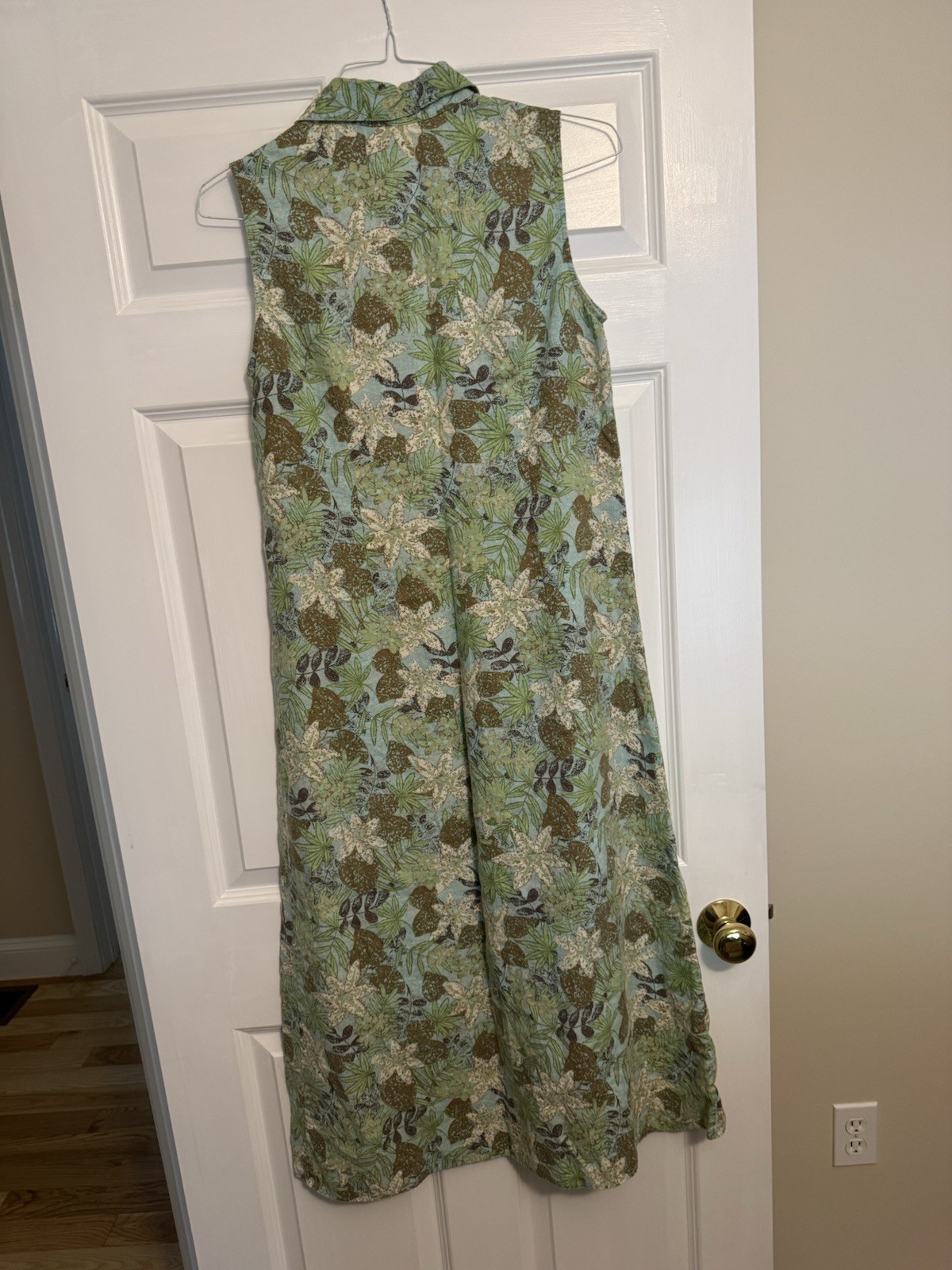 100% Linen Floral Midi Dress
