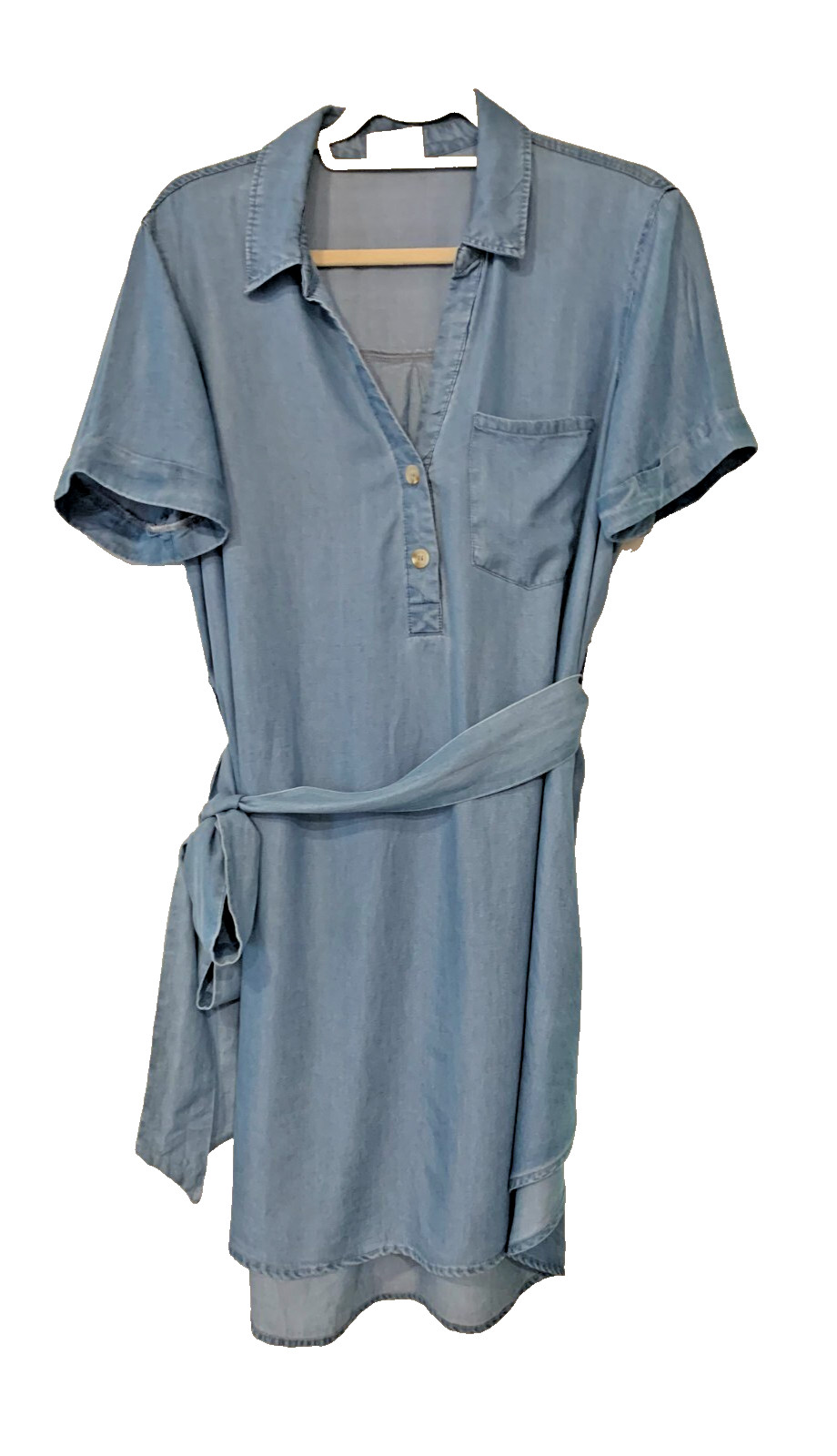 Perch by Blu Pepper Light Blue Belted Shirtdress Lycocell 1X