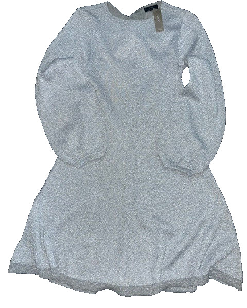 NWT J. Crew Metallic Silver Glitter Lurex Twist Back Holiday Dress – Size S