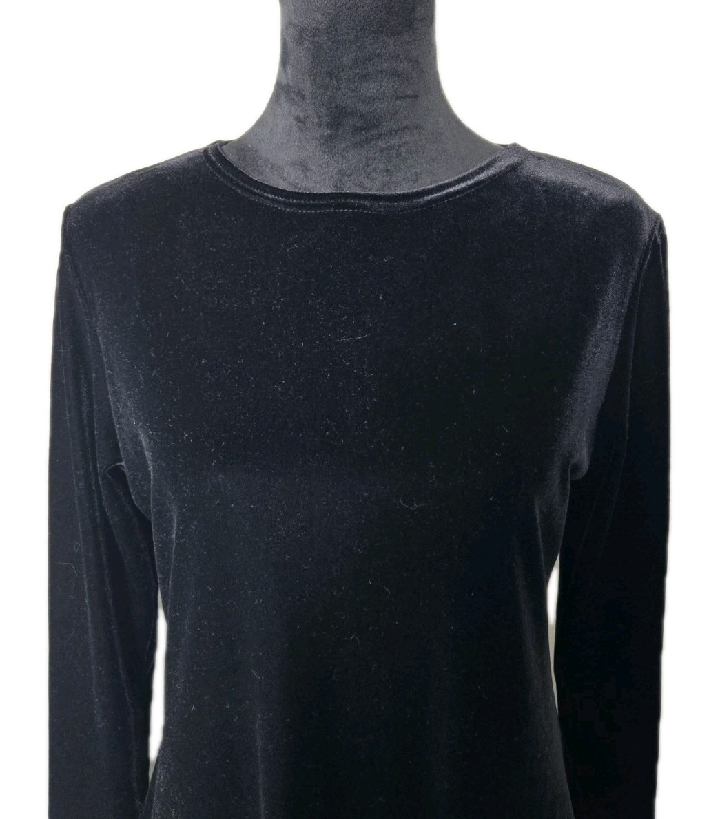 Jacqueline Ferrar Black Velvet Long Sleeve Midi Dress Size 6 Classic Holiday