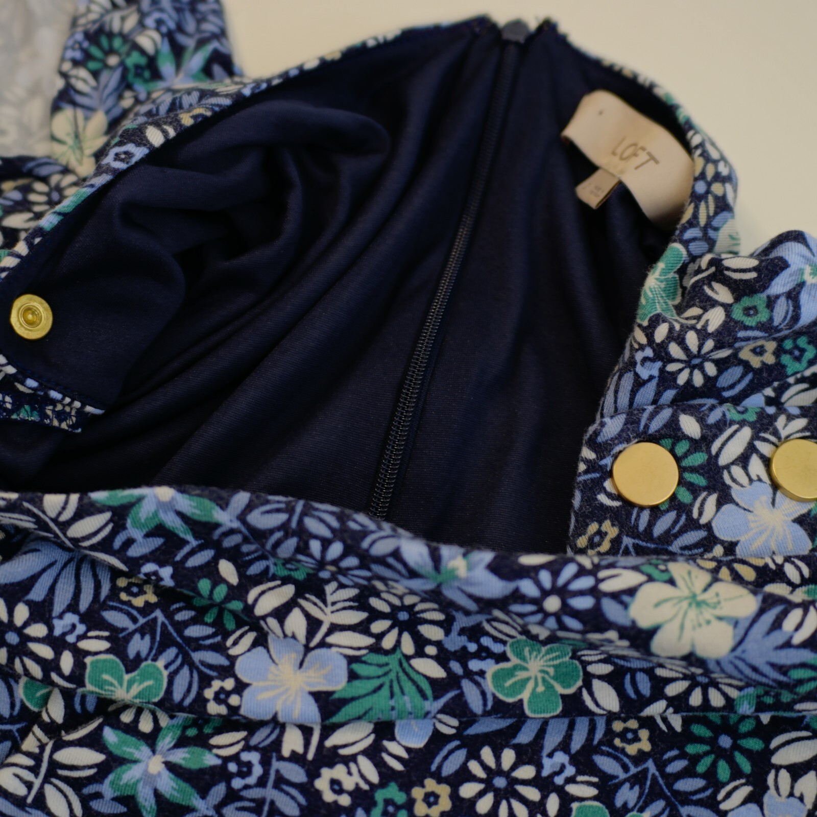 Ann Taylor Loft Blue Green Round Neck Flutter Split Short Sleeve Sleeve Dress 2
