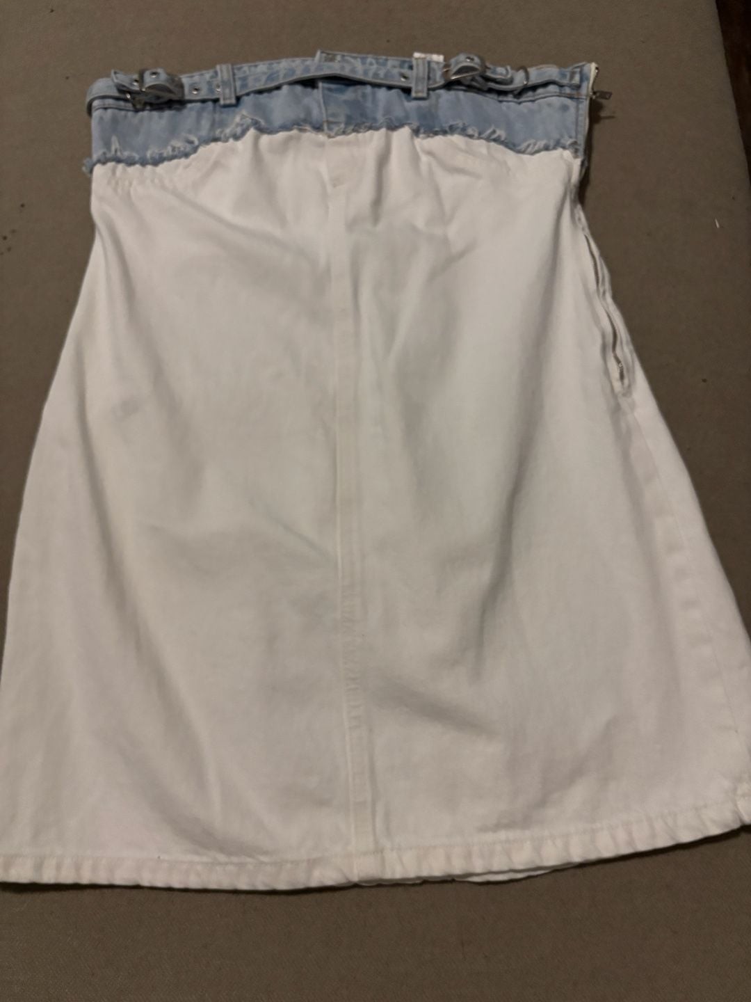 Zara Strapless Two-Tone Denim Mini Dress White and Blue