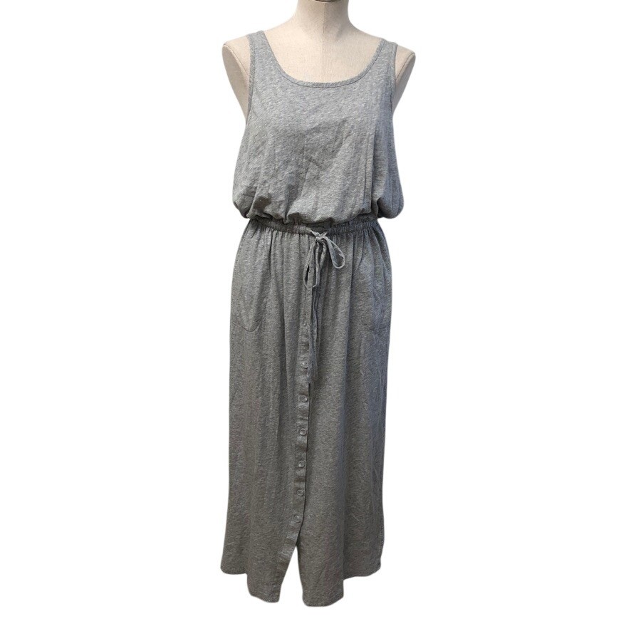 Bobi Los Angeles Maxi Dress Womens Medium Grey Cotton Button Front 53F-59294