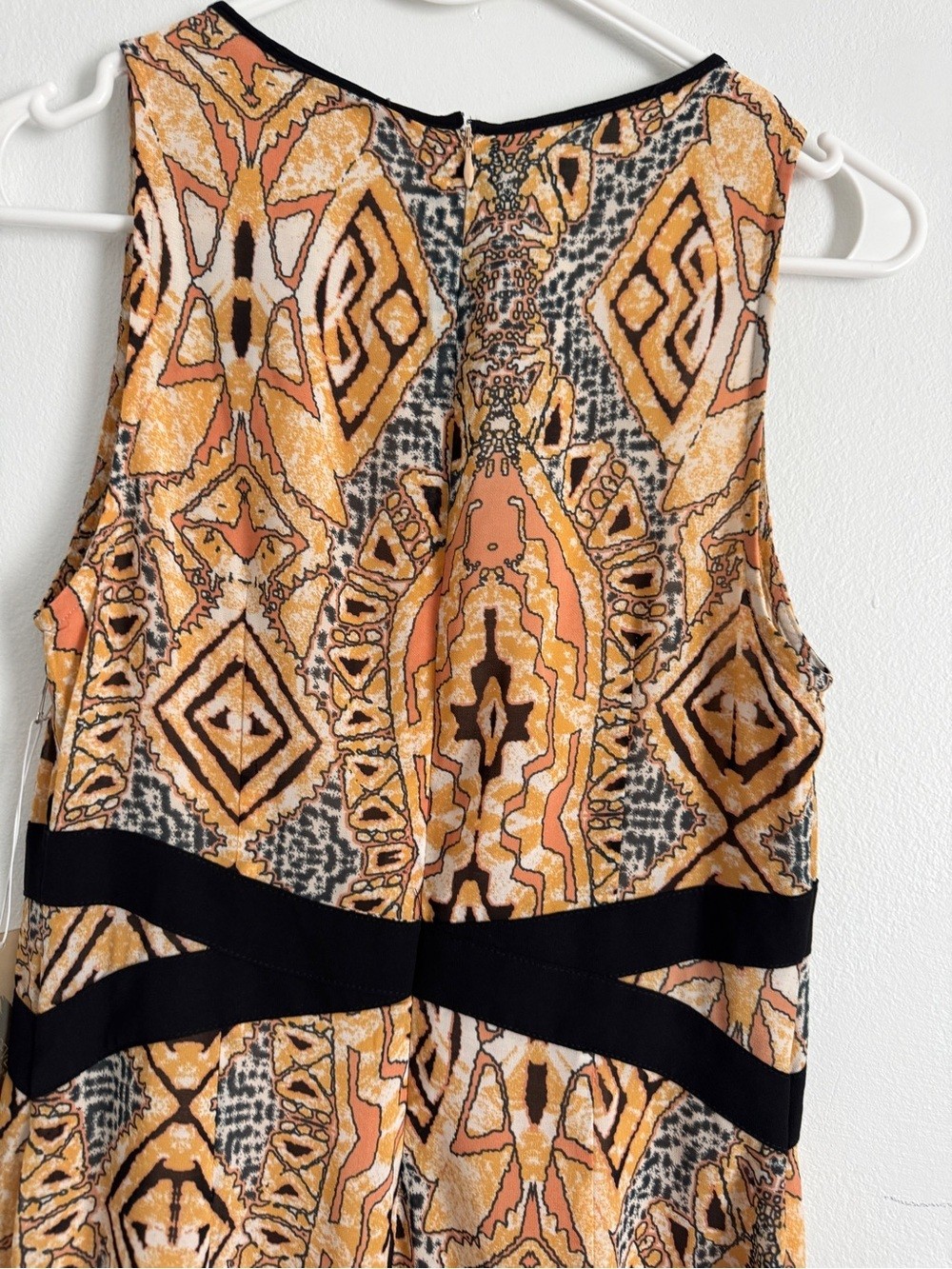 Forever 21 Orange/Peach Long Length Dress with Black Trim XS